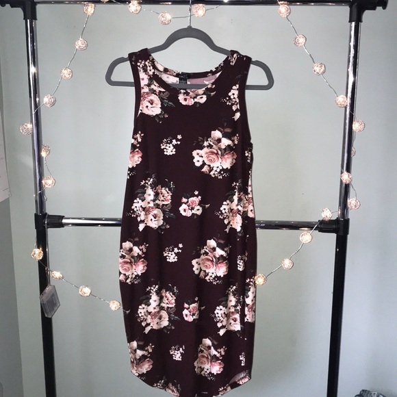 Rue21 | Dresses | Burgundy Floral Formfitting Dress | Poshmark